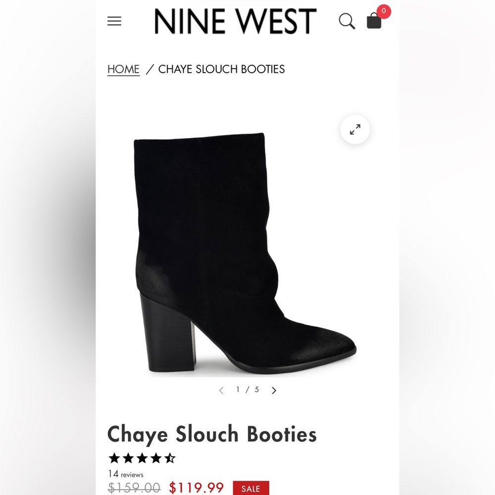 Nine West Chaye Slouch Booties – Black Suede – Pointed Toe - NEW (No box) - Picture 6 of 6